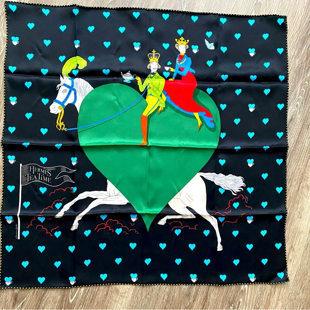 Authentic Hermes Silk Scarf Carre 70 TEA TIME NWT. Never worn! - Picture 3 of 16